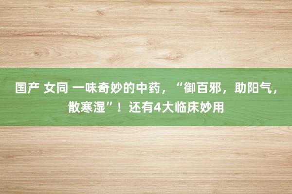 国产 女同 一味奇妙的中药，“御百邪，助阳气，散寒湿”！还有4大临床妙用