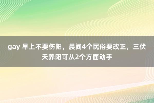 gay 早上不要伤阳，晨间4个民俗要改正，三伏天养阳可从2个方面动手