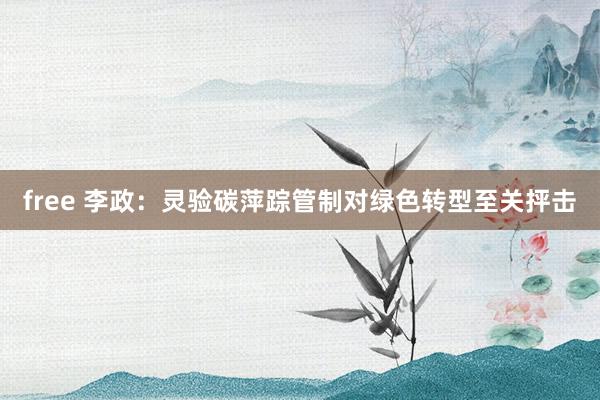 free 李政：灵验碳萍踪管制对绿色转型至关抨击