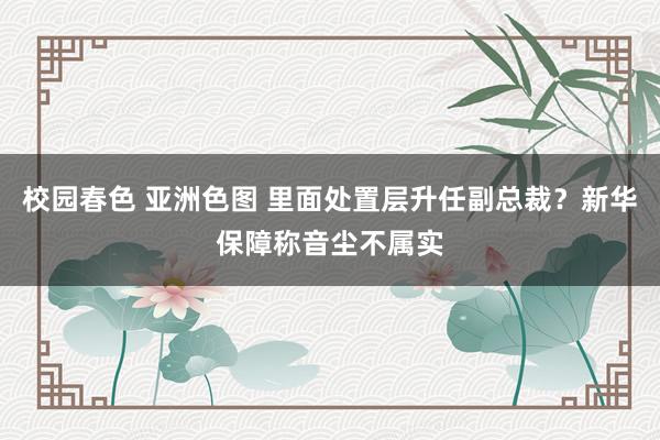 校园春色 亚洲色图 里面处置层升任副总裁？新华保障称音尘不属实