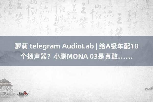 萝莉 telegram AudioLab | 给A级车配18个扬声器？小鹏MONA 03是真敢……