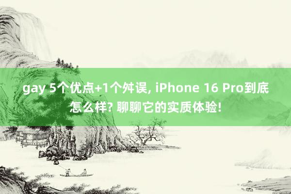 gay 5个优点+1个舛误， iPhone 16 Pro到底怎么样? 聊聊它的实质体验!