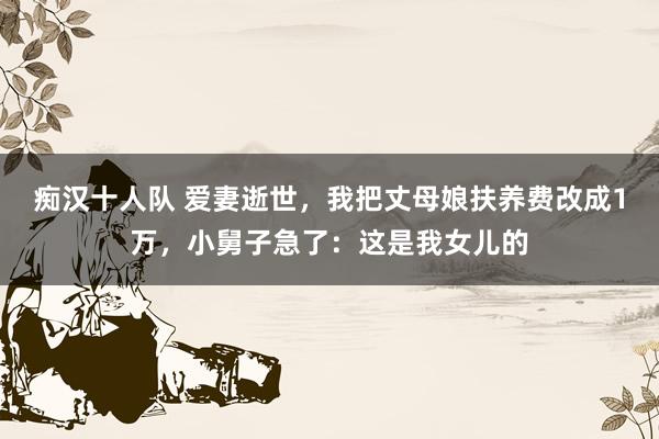 痴汉十人队 爱妻逝世，我把丈母娘扶养费改成1万，小舅子急了：这是我女儿的