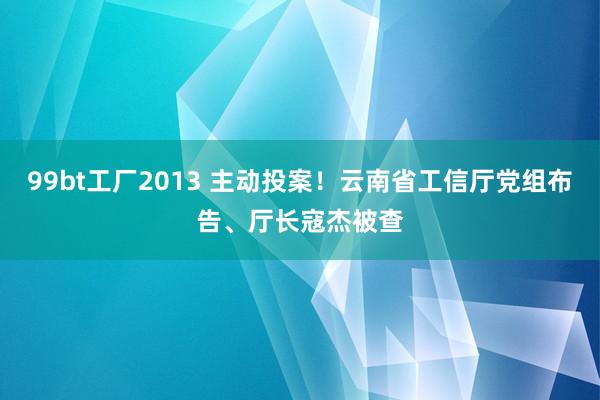 99bt工厂2013 主动投案！云南省工信厅党组布告、厅长寇杰被查