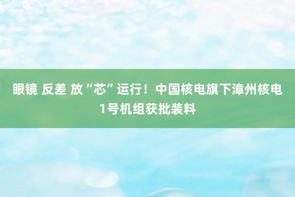 眼镜 反差 放“芯”运行！中国核电旗下漳州核电1号机组获批装料