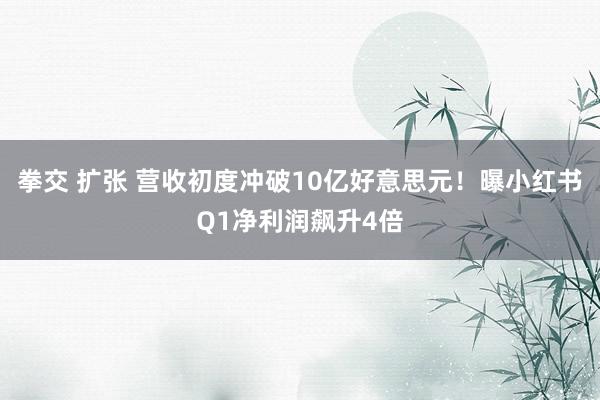 拳交 扩张 营收初度冲破10亿好意思元！曝小红书Q1净利润飙升4倍