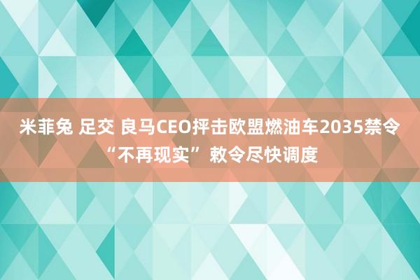 米菲兔 足交 良马CEO抨击欧盟燃油车2035禁令“不再现实” 敕令尽快调度