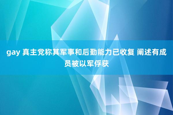 gay 真主党称其军事和后勤能力已收复 阐述有成员被以军俘获