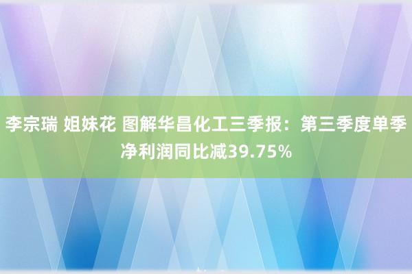 李宗瑞 姐妹花 图解华昌化工三季报：第三季度单季净利润同比减39.75%