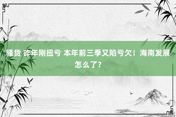 骚货 昨年刚扭亏 本年前三季又陷亏欠！海南发展怎么了？