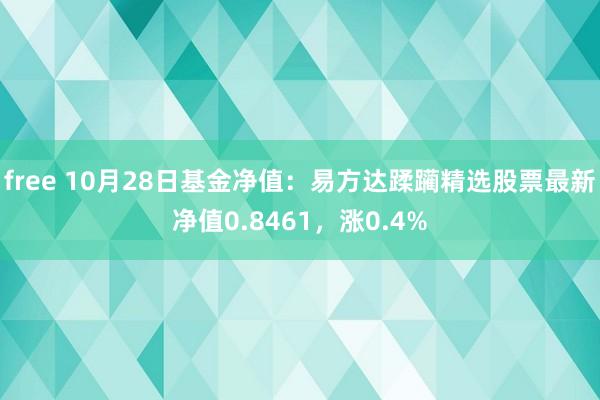 free 10月28日基金净值：易方达蹂躏精选股票最新净值0.8461，涨0.4%