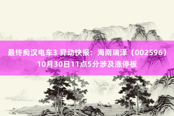 最终痴汉电车3 异动快报：海南瑞泽（002596）10月30日11点5分涉及涨停板