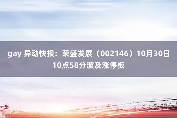 gay 异动快报：荣盛发展（002146）10月30日10点58分波及涨停板