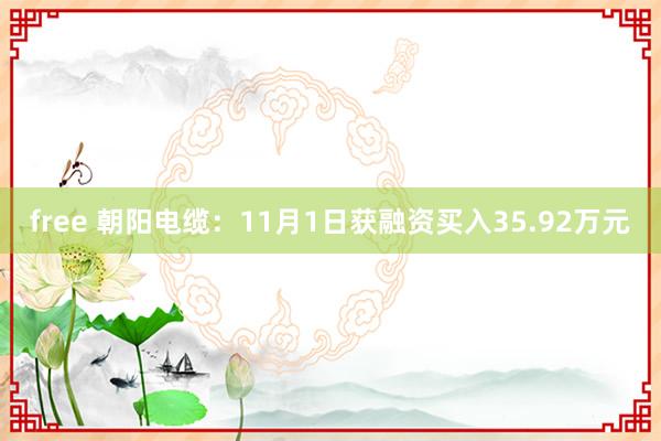 free 朝阳电缆：11月1日获融资买入35.92万元