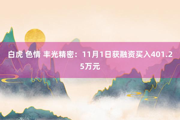 白虎 色情 丰光精密：11月1日获融资买入401.25万元