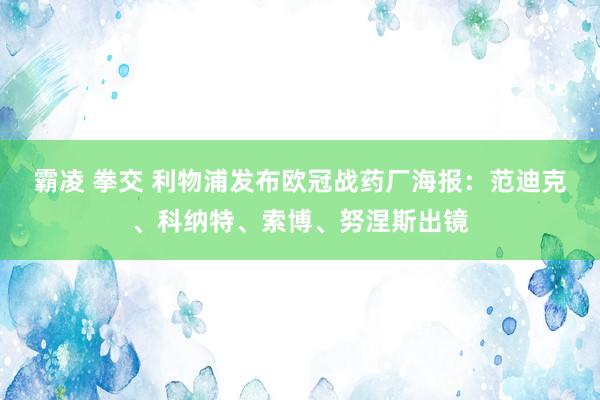 霸凌 拳交 利物浦发布欧冠战药厂海报：范迪克、科纳特、索博、努涅斯出镜