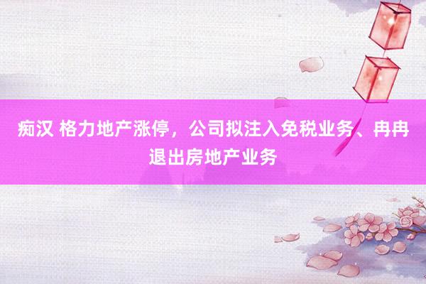 痴汉 格力地产涨停，公司拟注入免税业务、冉冉退出房地产业务