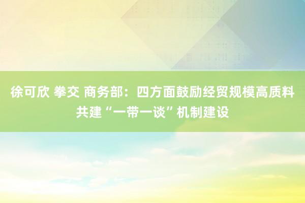 徐可欣 拳交 商务部：四方面鼓励经贸规模高质料共建“一带一谈”机制建设