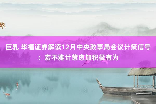 巨乳 华福证券解读12月中央政事局会议计策信号：宏不雅计策愈加积极有为