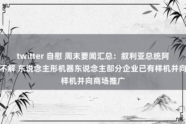 twitter 自慰 周末要闻汇总：叙利亚总统阿萨德行止不解 东说念主形机器东说念主部分企业已有样机并向商场推广