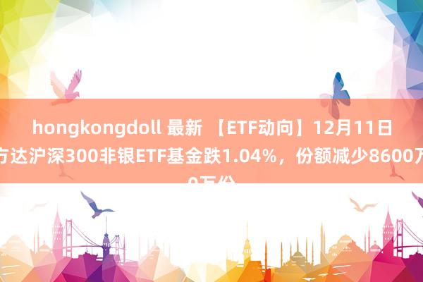 hongkongdoll 最新 【ETF动向】12月11日易方达沪深300非银ETF基金跌1.04%，份额减少8600万份