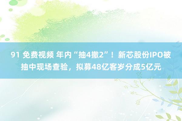 91 免费视频 年内“抽4撤2”！新芯股份IPO被抽中现场查验，拟募48亿客岁分成5亿元