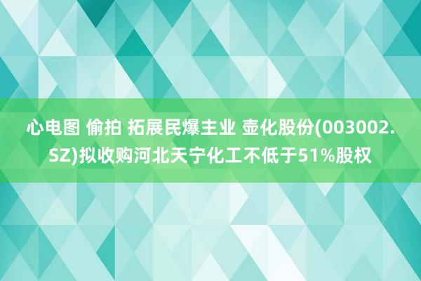 心电图 偷拍 拓展民爆主业 壶化股份(003002.SZ)拟收购河北天宁化工不低于51%股权