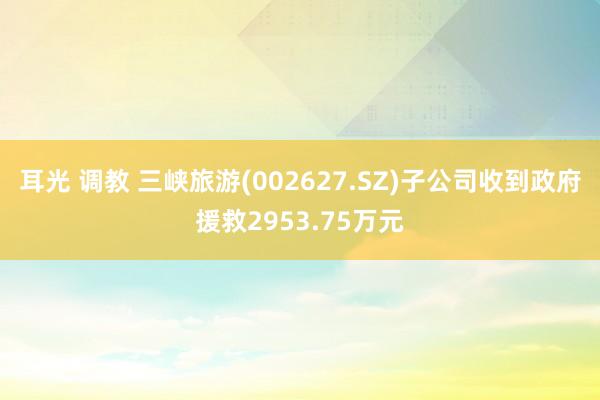 耳光 调教 三峡旅游(002627.SZ)子公司收到政府援救2953.75万元