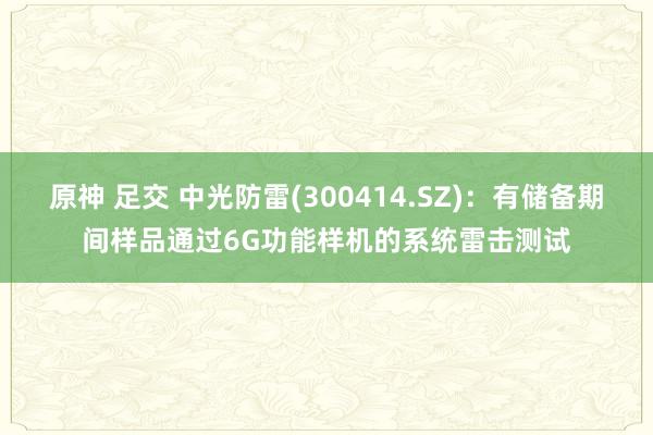 原神 足交 中光防雷(300414.SZ)：有储备期间样品通过6G功能样机的系统雷击测试