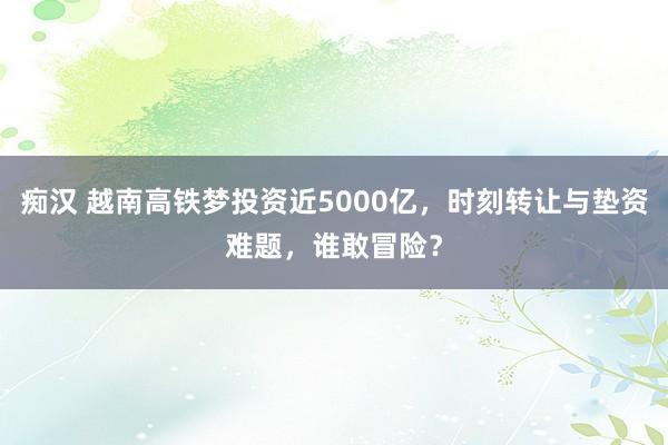 痴汉 越南高铁梦投资近5000亿，时刻转让与垫资难题，谁敢冒险？