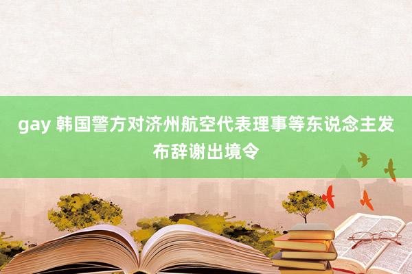 gay 韩国警方对济州航空代表理事等东说念主发布辞谢出境令