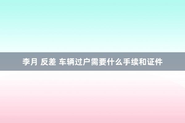 李月 反差 车辆过户需要什么手续和证件