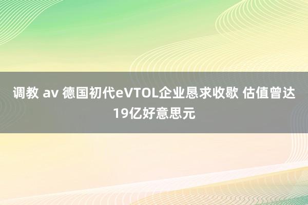 调教 av 德国初代eVTOL企业恳求收歇 估值曾达19亿好意思元