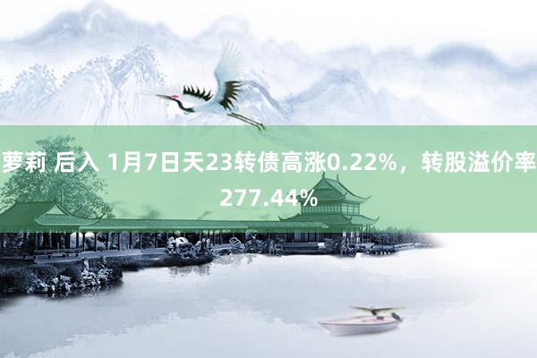 萝莉 后入 1月7日天23转债高涨0.22%，转股溢价率277.44%