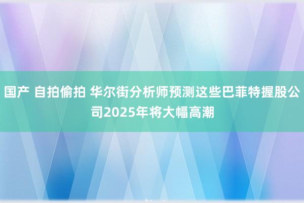 国产 自拍偷拍 华尔街分析师预测这些巴菲特握股公司2025年将大幅高潮